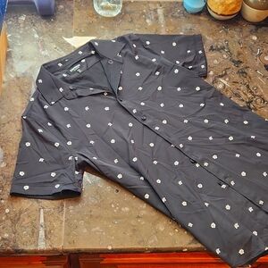 XS Slim Express "Performance" Short Sleeve Buttonup Shirt in Black